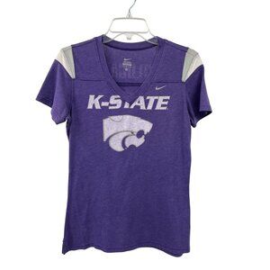 Nike K-State Wildcats Womens V-Neck Short Sleeve T-Shirt Purple M Used